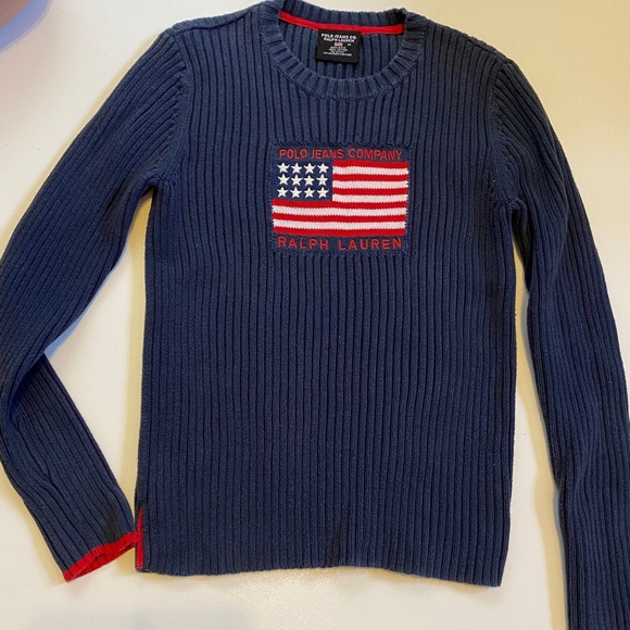 Polo Ralph Lauren Vintage Flag Knit Spell Sweater - Picture 1 of 5